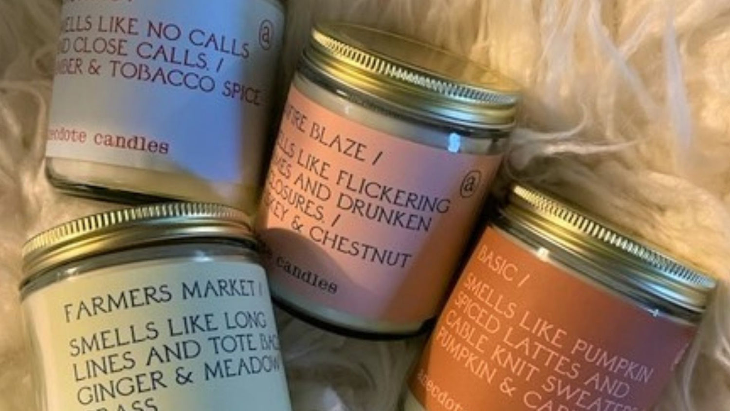 review, photos, ingredients, trends, 2021, 2022, candles, fragrance, scents, home scents, anecdote candles, luxury candles, basic, bonfize blaze, farmers market, ghosting, coconut-soy wax, hand-poured candles